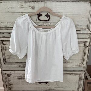 Classic White Peasant Blouse - Women's Short Sleeve Top